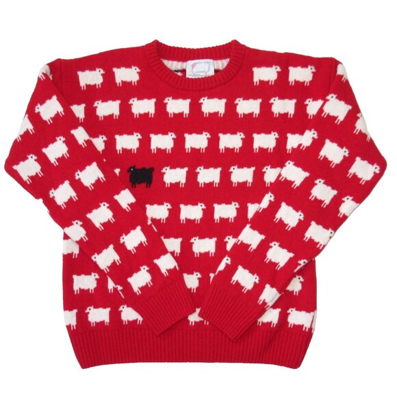 Rowing Blazers Warm & Wonderful Diana Sweater in Red Black Sheep Wool Knit M - Picture 2 of 7